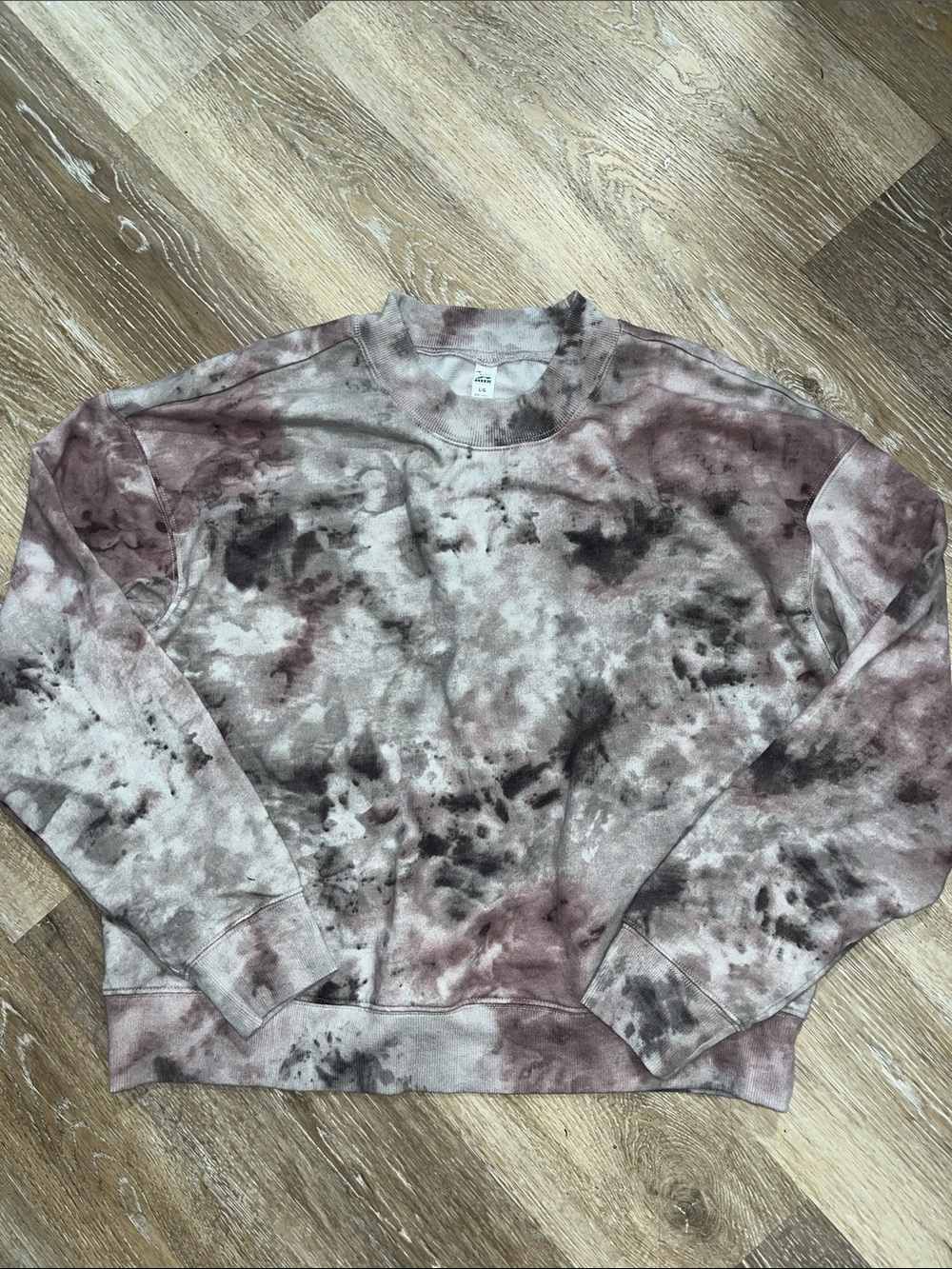 Large RBX Tye-Dye Crewneck Sweatshirt with Mauve and Charcoal Hues